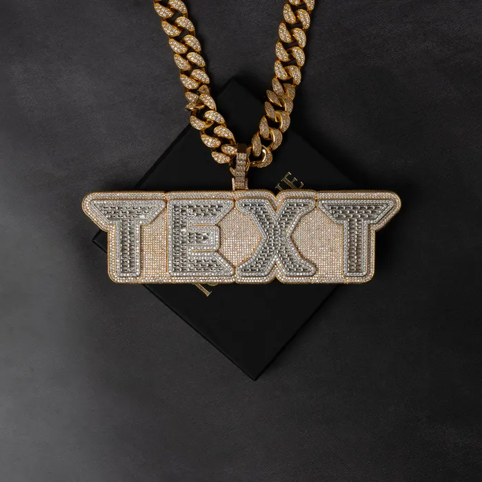 Necklaces ICECLIQUE JEWELRY Custom Baguette Neon Font Pendant