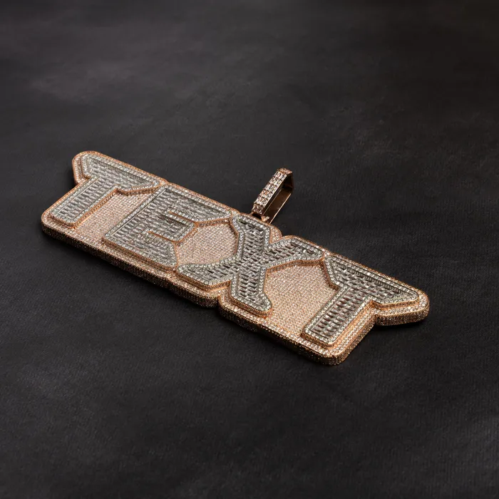 Necklaces ICECLIQUE JEWELRY Custom Baguette Neon Font Pendant