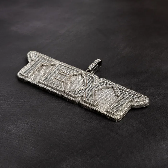 Necklaces ICECLIQUE JEWELRY Custom Baguette Neon Font Pendant