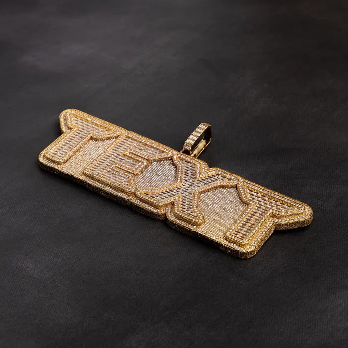 Necklaces ICECLIQUE JEWELRY Custom Baguette Neon Font Pendant