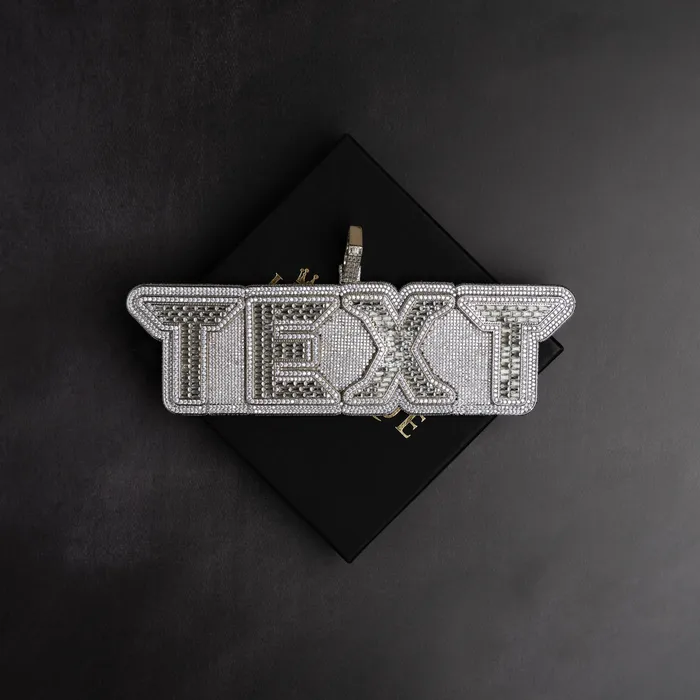 Necklaces ICECLIQUE JEWELRY Custom Baguette Neon Font Pendant