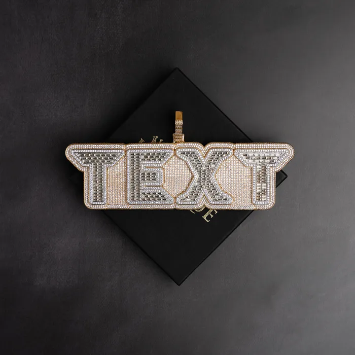 Necklaces ICECLIQUE JEWELRY Custom Baguette Neon Font Pendant