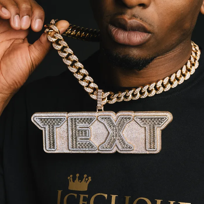 Necklaces ICECLIQUE JEWELRY Custom Baguette Neon Font Pendant