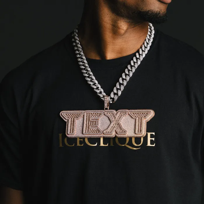 Necklaces ICECLIQUE JEWELRY Custom Baguette Neon Font Pendant