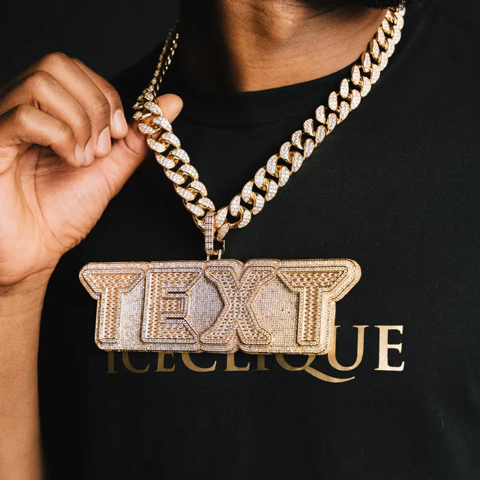 Necklaces ICECLIQUE JEWELRY Custom Baguette Neon Font Pendant