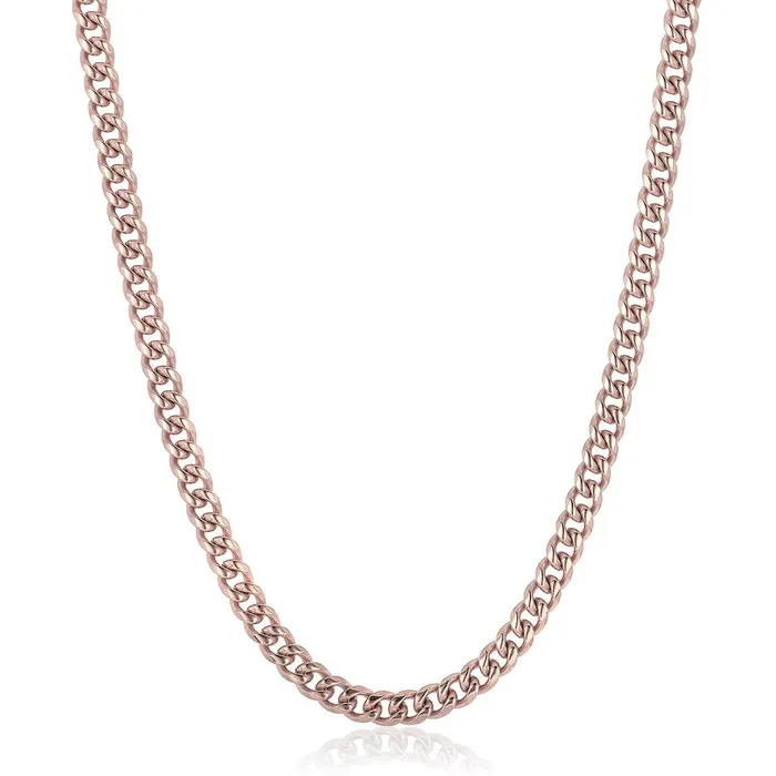 Necklaces Invicta Jewelry Crucible 7mm Rose Gold Plated Rounded Curb Chain 26 Inches