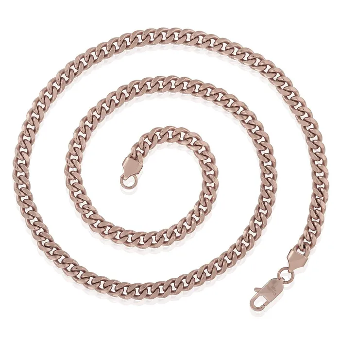 Necklaces Invicta Jewelry Crucible 7mm Rose Gold Plated Rounded Curb Chain 26 Inches