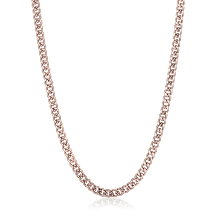 Necklaces Invicta Jewelry Crucible 7mm Rose Gold Plated Rounded Curb Chain 26 Inches