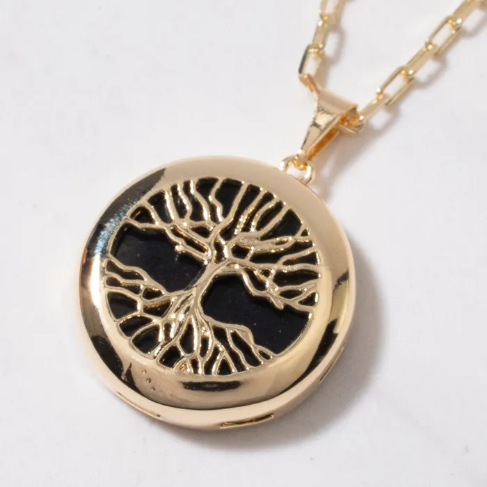Necklaces KALIFANO Black Onyx Gemstone Tree of Life Pendant