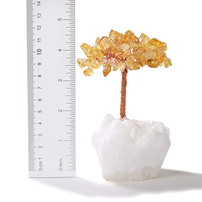 Necklaces Kalifano Citrine Natural Gemstone Tree of Life with Quartz Base