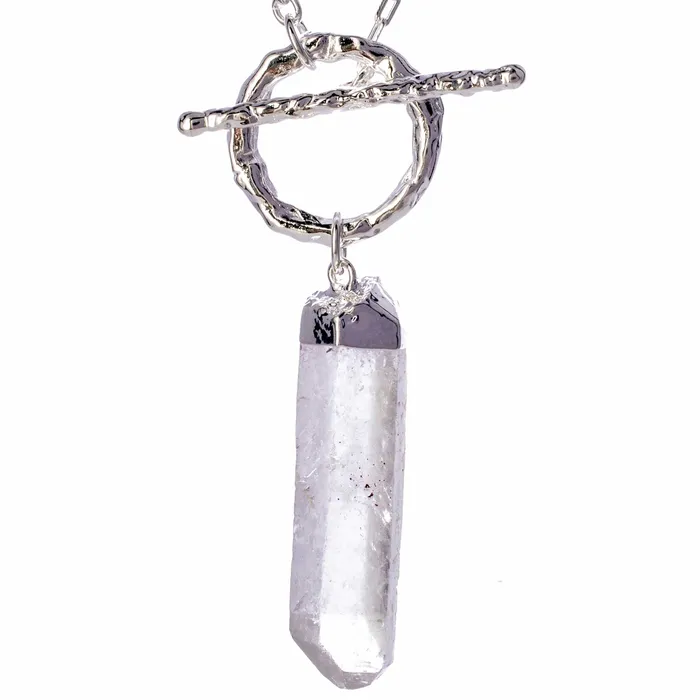 Necklaces Kalifano Clear Quartz Necklace with Toggle Clasp