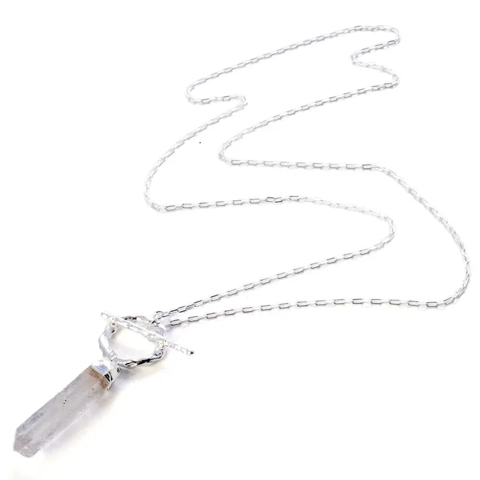 Necklaces Kalifano Clear Quartz Necklace with Toggle Clasp