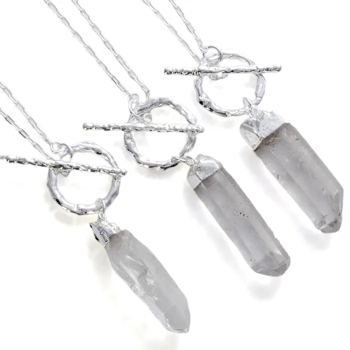 Necklaces Kalifano Clear Quartz Necklace with Toggle Clasp