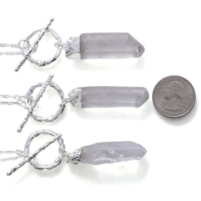 Necklaces Kalifano Clear Quartz Necklace with Toggle Clasp