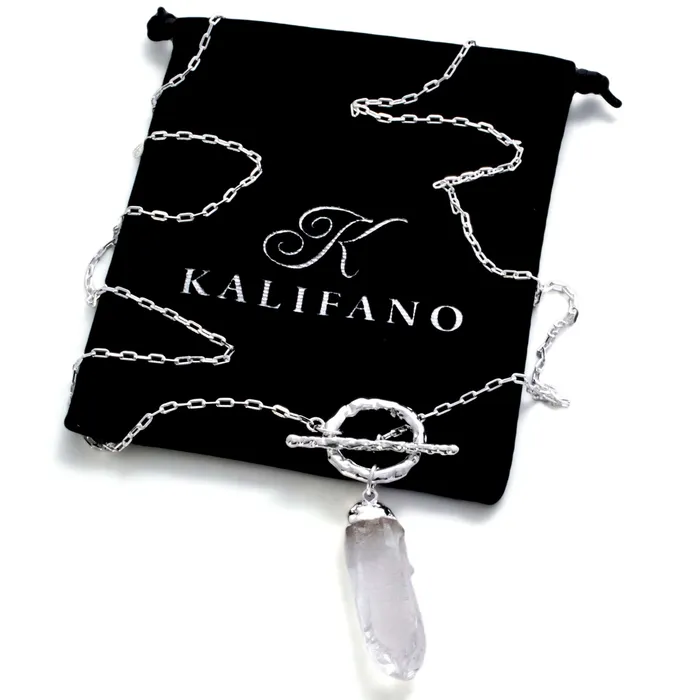 Necklaces Kalifano Clear Quartz Necklace with Toggle Clasp