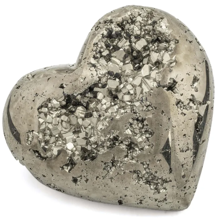 Necklaces Kalifano Pyrite Heart Carving 45 1110 grams