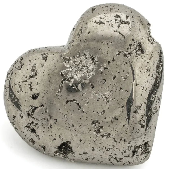 Necklaces Kalifano Pyrite Heart Carving 45 1110 grams