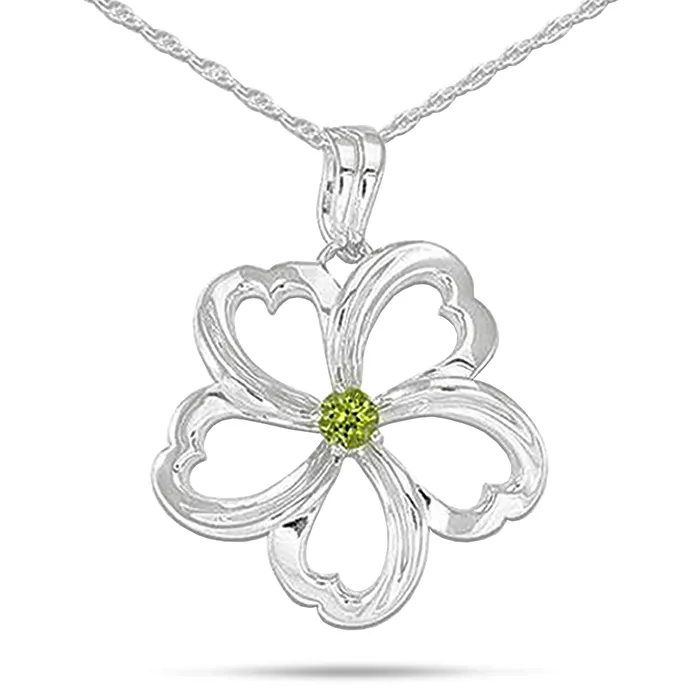 Necklaces Maui Divers Jewelry 18 Plumeria Peridot Necklace in Sterling Silver 30mm Necklaces Maui Divers Jewelry 18 Plumeria Peridot Necklace in Sterling Silver 30mm