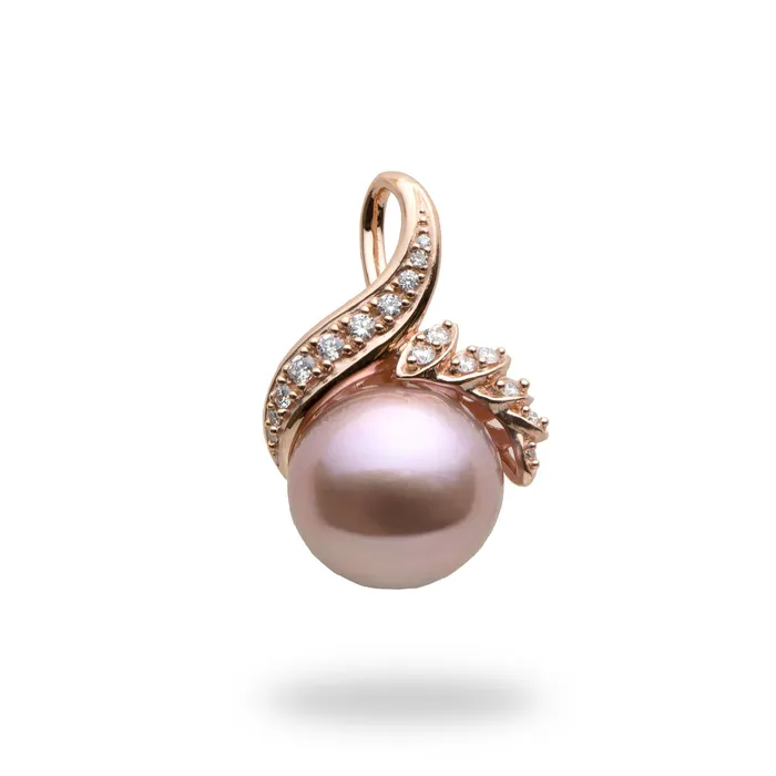 Necklaces Maui Divers Jewelry Lilac Freshwater Pearl Pendant in Rose Gold with Diamonds 1314mm Necklaces Maui Divers Jewelry Lilac Freshwater Pearl Pendant in Rose Gold with Diamonds 1314mm
