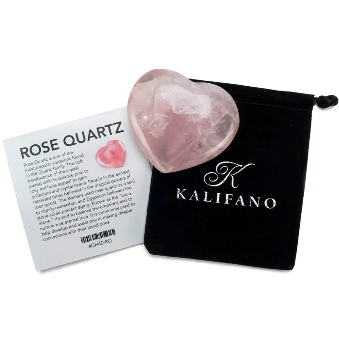 Necklaces Natural Rose Quartz Heart Carving from Madagascar 3 Kalifano