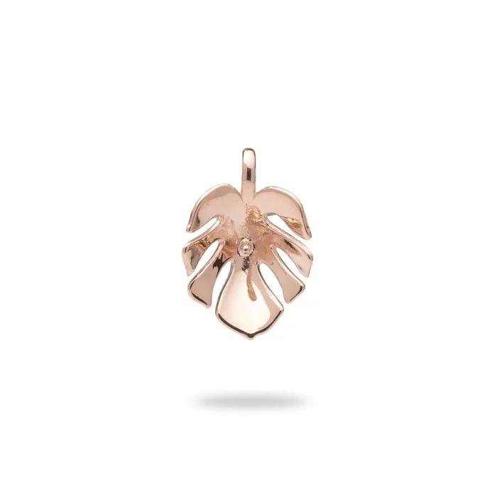 Necklaces Pick A Pearl Monstera Pendant in Rose Gold PickAPearl