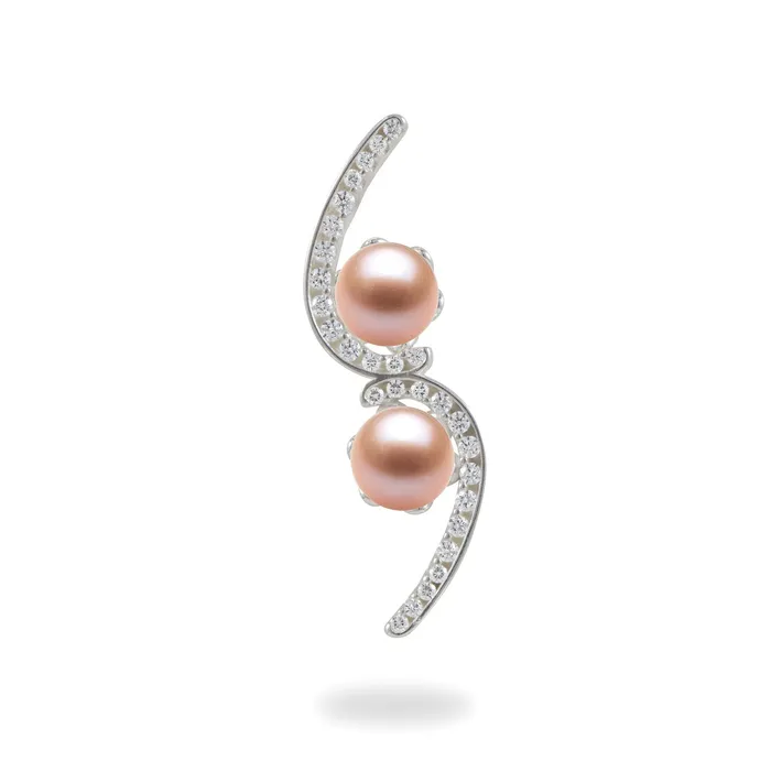 Necklaces PickAPearl Pick A Pearl Bypass Pendant in Sterling Silver with Cubic Zirconia Necklaces PickAPearl Pick A Pearl Bypass Pendant in Sterling Silver with Cubic Zirconia
