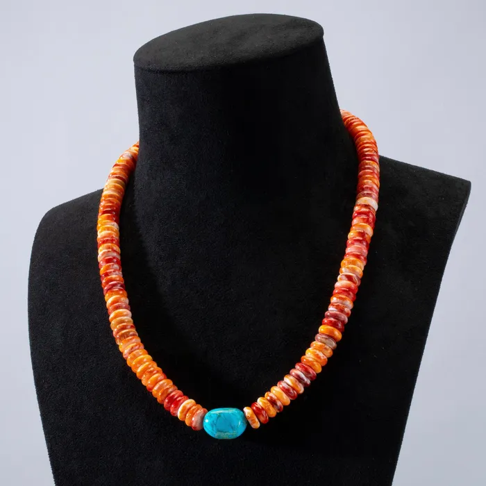 Necklaces Spiny Oyster Shell King Howlite Turquoise Necklace 21 KALIFANO