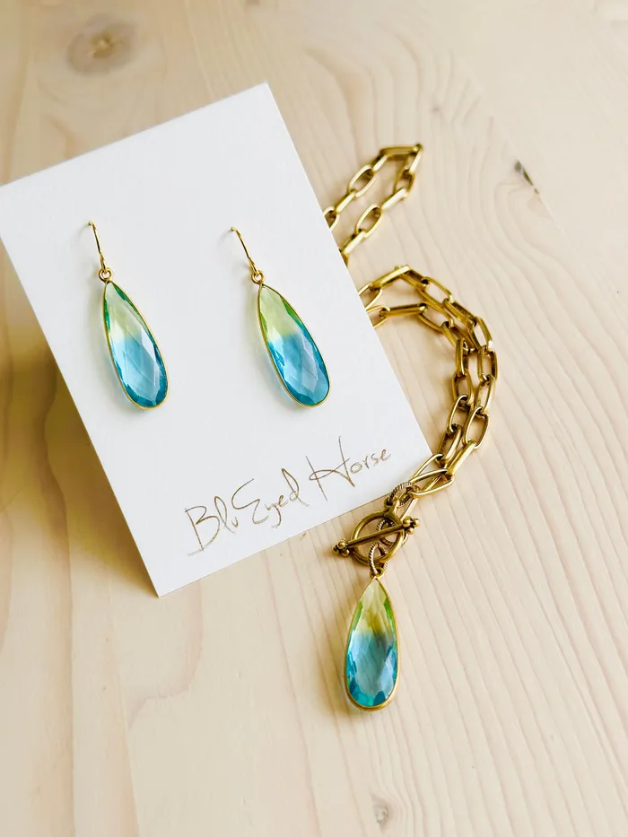 Ocean Quartz Earrings BluEyedHorse Earrings