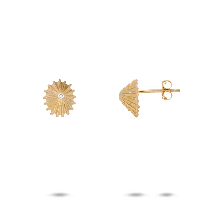 Opihi Earrings in Gold with Diamonds 10mm Maui Divers Jewelry Earrings