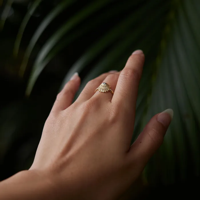 Opihi Ring in Gold with Diamond 12mm Maui Divers Jewelry Rings