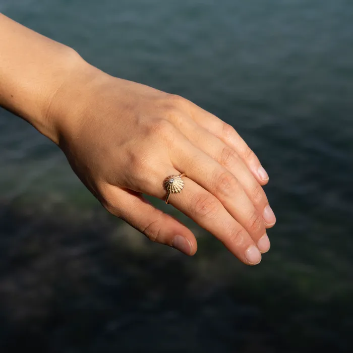 Opihi Ring in Gold with Diamond 12mm Maui Divers Jewelry Rings