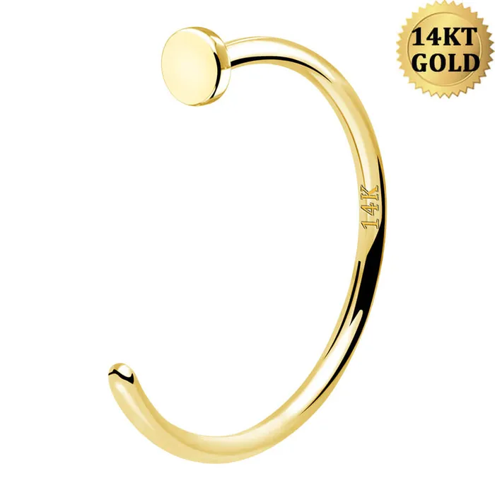 OUFER BODY JEWELRY 20G Nose Ring Half Hoop 14K Solid Gold Nose Ring Rings