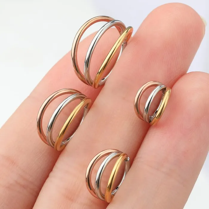 OUFER BODY JEWELRY Earrings 16G Triple Lines Hinged Earring Helix Conch Hoop OUFER BODY JEWELRY Earrings 16G Triple Lines Hinged Earring Helix Conch Hoop