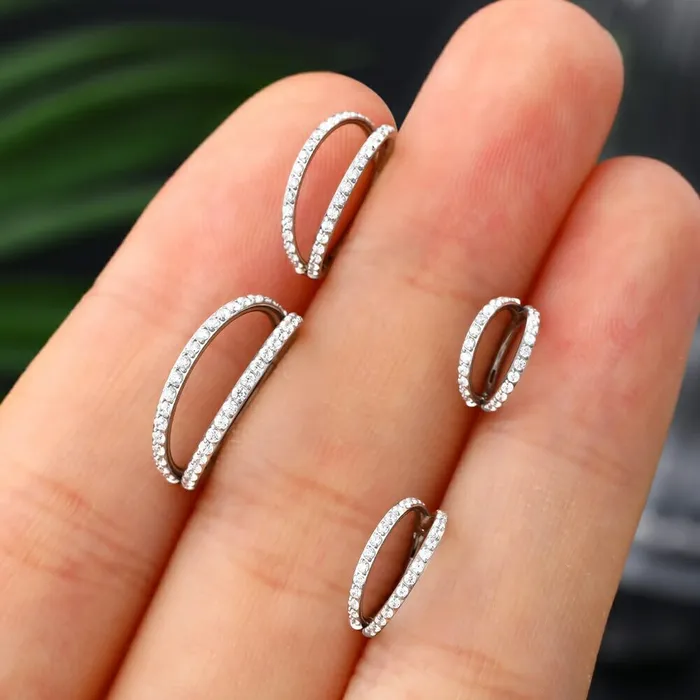OUFER BODY JEWELRY Earrings 18G Double Titanium Nose Hoop Conch Earring CZ Helix Earring OUFER BODY JEWELRY Earrings 18G Double Titanium Nose Hoop Conch Earring CZ Helix Earring