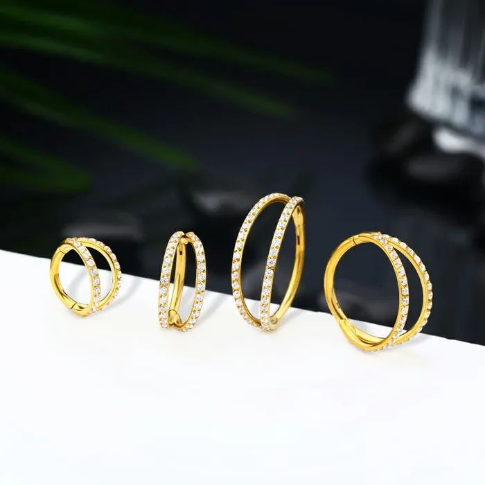 OUFER BODY JEWELRY Earrings 18G Double Titanium Nose Hoop Conch Earring CZ Helix Earring OUFER BODY JEWELRY Earrings 18G Double Titanium Nose Hoop Conch Earring CZ Helix Earring