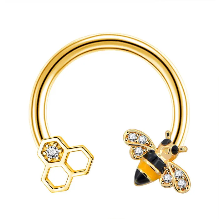 OUFER BODY JEWELRY Rings 16G Gold Honeybee Septum Ring Horseshoe Daith Earring OUFER BODY JEWELRY Rings 16G Gold Honeybee Septum Ring Horseshoe Daith Earring