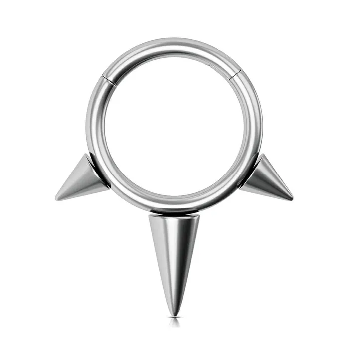 OUFER BODY JEWELRY Rings 16G Titanium Punk Triple Spikes Septum Clicker Ring OUFER BODY JEWELRY Rings 16G Titanium Punk Triple Spikes Septum Clicker Ring
