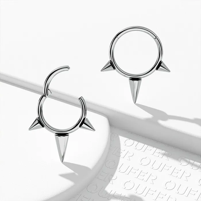 OUFER BODY JEWELRY Rings 16G Titanium Punk Triple Spikes Septum Clicker Ring OUFER BODY JEWELRY Rings 16G Titanium Punk Triple Spikes Septum Clicker Ring