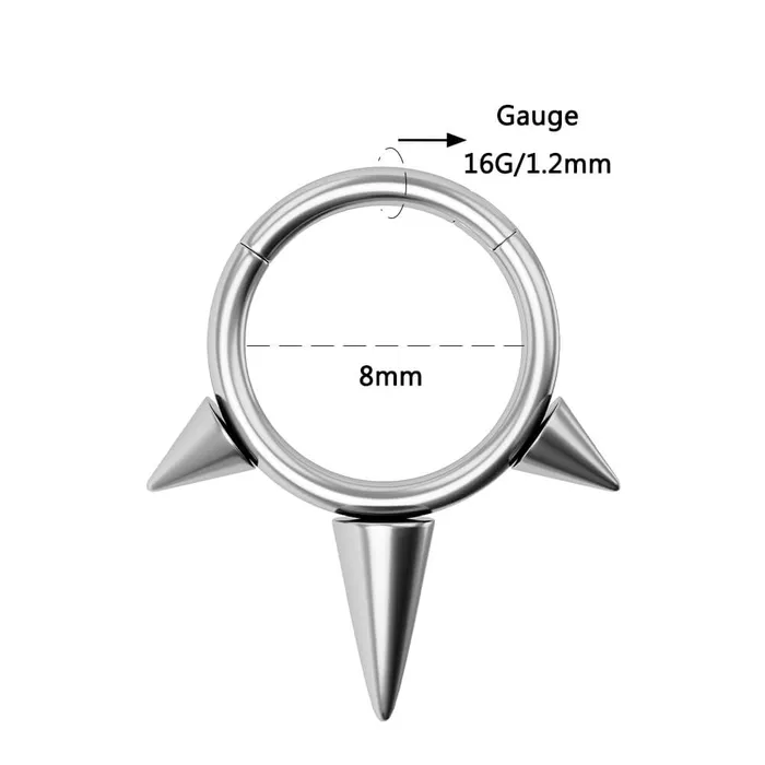 OUFER BODY JEWELRY Rings 16G Titanium Punk Triple Spikes Septum Clicker Ring OUFER BODY JEWELRY Rings 16G Titanium Punk Triple Spikes Septum Clicker Ring