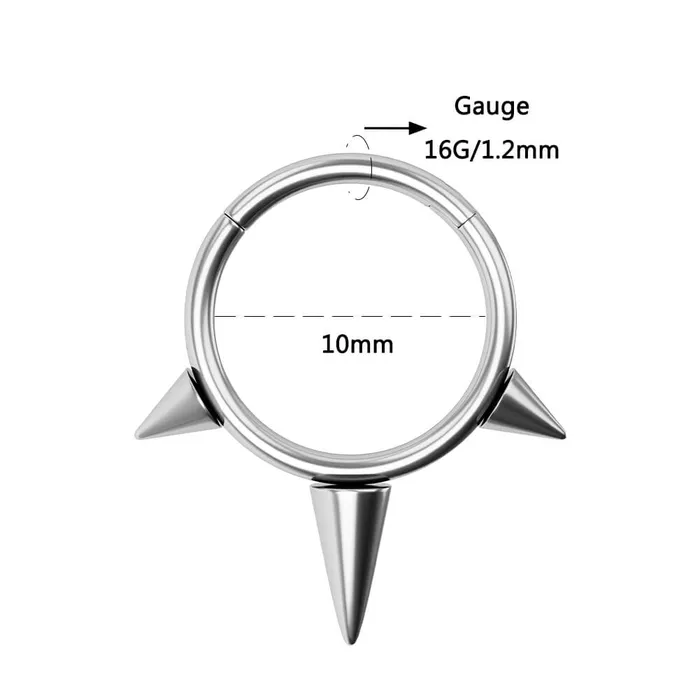 OUFER BODY JEWELRY Rings 16G Titanium Punk Triple Spikes Septum Clicker Ring OUFER BODY JEWELRY Rings 16G Titanium Punk Triple Spikes Septum Clicker Ring
