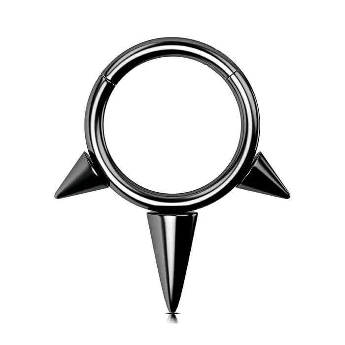 OUFER BODY JEWELRY Rings 16G Titanium Punk Triple Spikes Septum Clicker Ring OUFER BODY JEWELRY Rings 16G Titanium Punk Triple Spikes Septum Clicker Ring