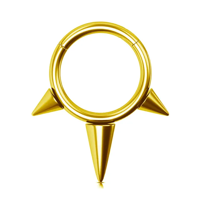 OUFER BODY JEWELRY Rings 16G Titanium Punk Triple Spikes Septum Clicker Ring OUFER BODY JEWELRY Rings 16G Titanium Punk Triple Spikes Septum Clicker Ring