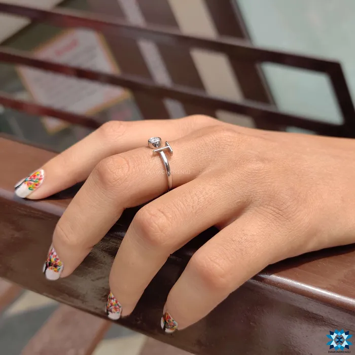 Personalized Initial Alphabet Letter Moissanite Wedding Ring for Women Diamondrensu Rings