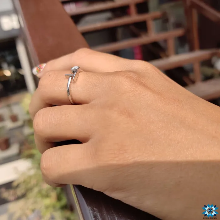 Personalized Initial Alphabet Letter Moissanite Wedding Ring for Women Diamondrensu Rings