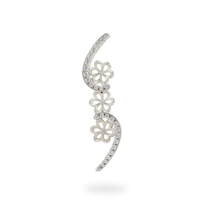 PickAPearl Necklaces Pick A Pearl Bypass Pendant in Sterling Silver with Cubic Zirconia