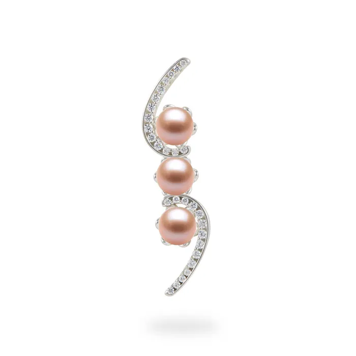 PickAPearl Necklaces Pick A Pearl Bypass Pendant in Sterling Silver with Cubic Zirconia