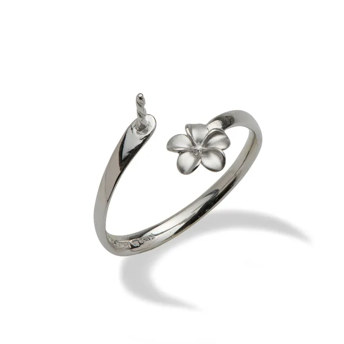 PickAPearl Rings Pick A Pearl Plumeria Ring in White Gold