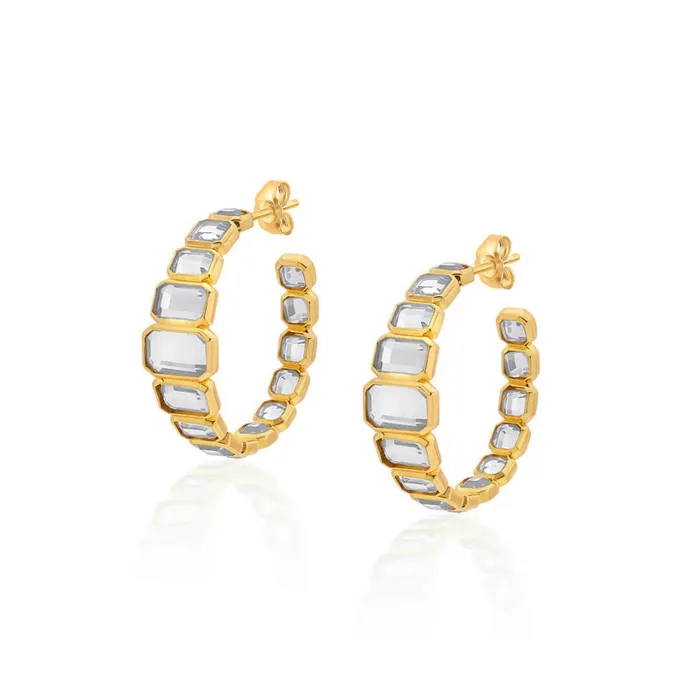 PreStyled Sets Gold Jugni Mirror Hoops Isharya Modern Indian Jewelry