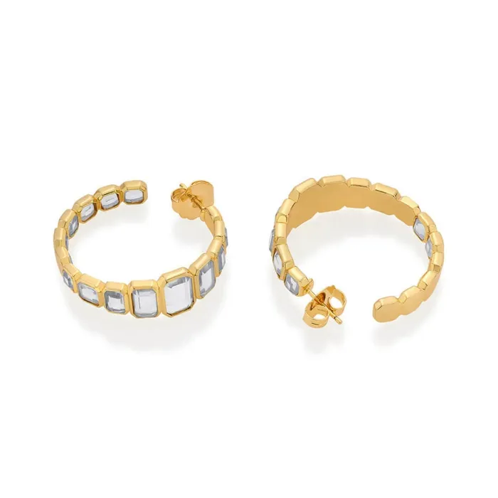 PreStyled Sets Gold Jugni Mirror Hoops Isharya Modern Indian Jewelry