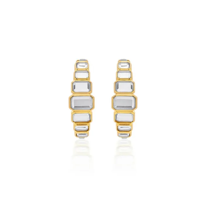 PreStyled Sets Gold Jugni Mirror Hoops Isharya Modern Indian Jewelry